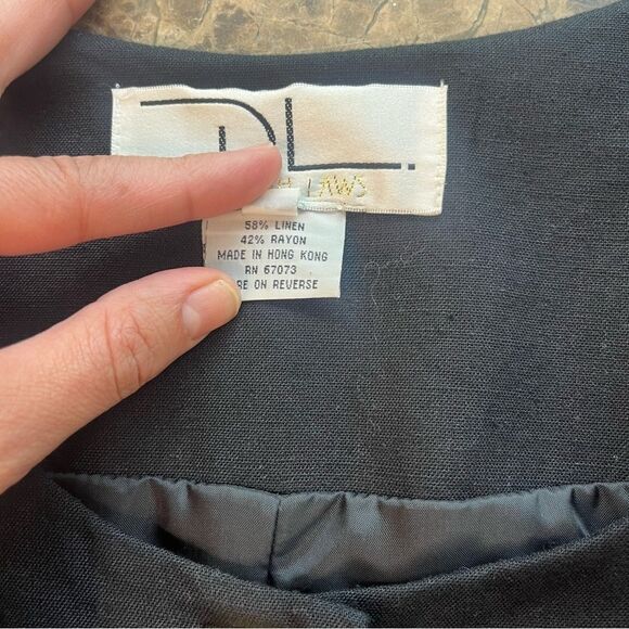 Vtg DL DEBORAH LAWS Womens Black Safari Print Linen Blend Dress - Picture 6 of 7